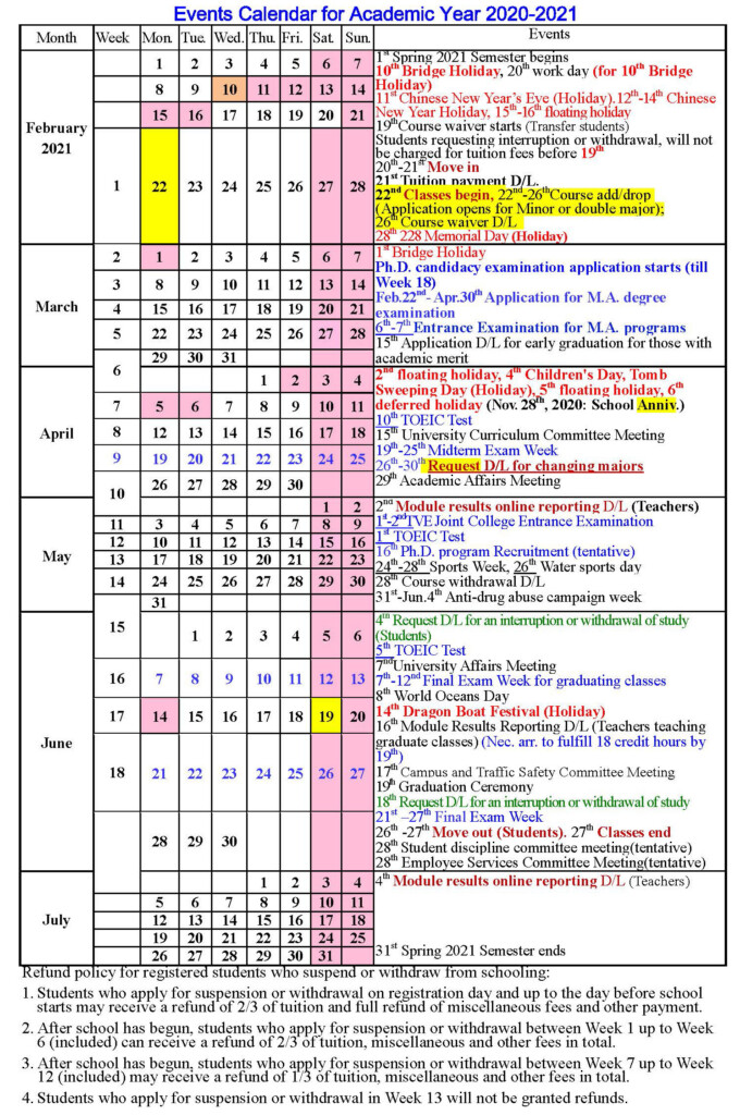 Academic Calendar Yonsei University 2023 Universitycalendars net