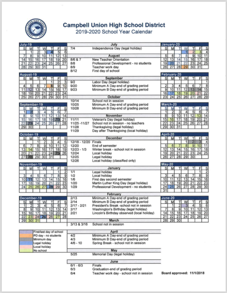 Morgan Hill Unified School District Calendar Printable Calendar 2022 2023