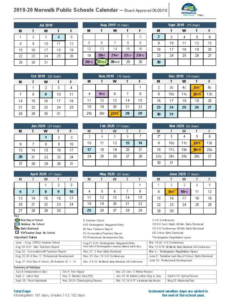 New Canaan School Calendar School Calendar Calendar Board Public School