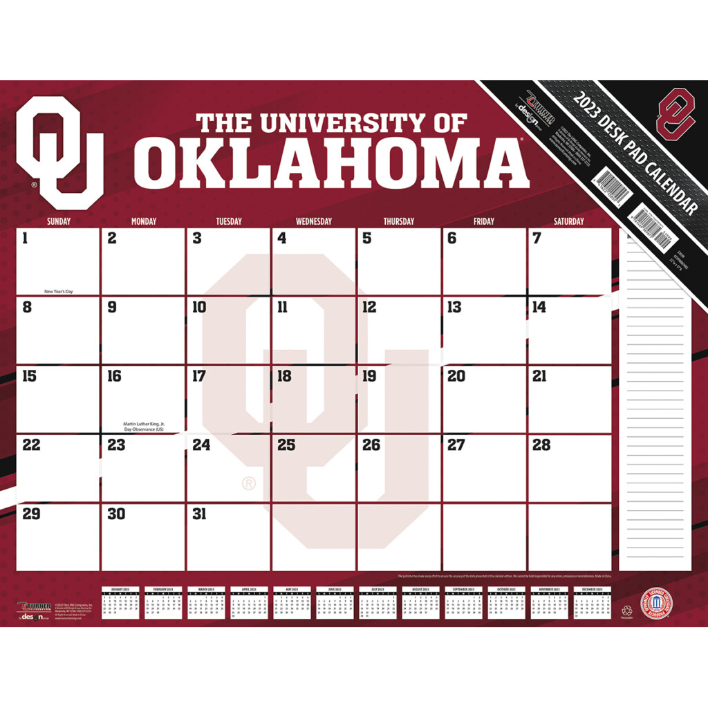 Oklahoma Sooners 2022 NCAA 22 X 17 Desk Calendar Buy At KHC Sports