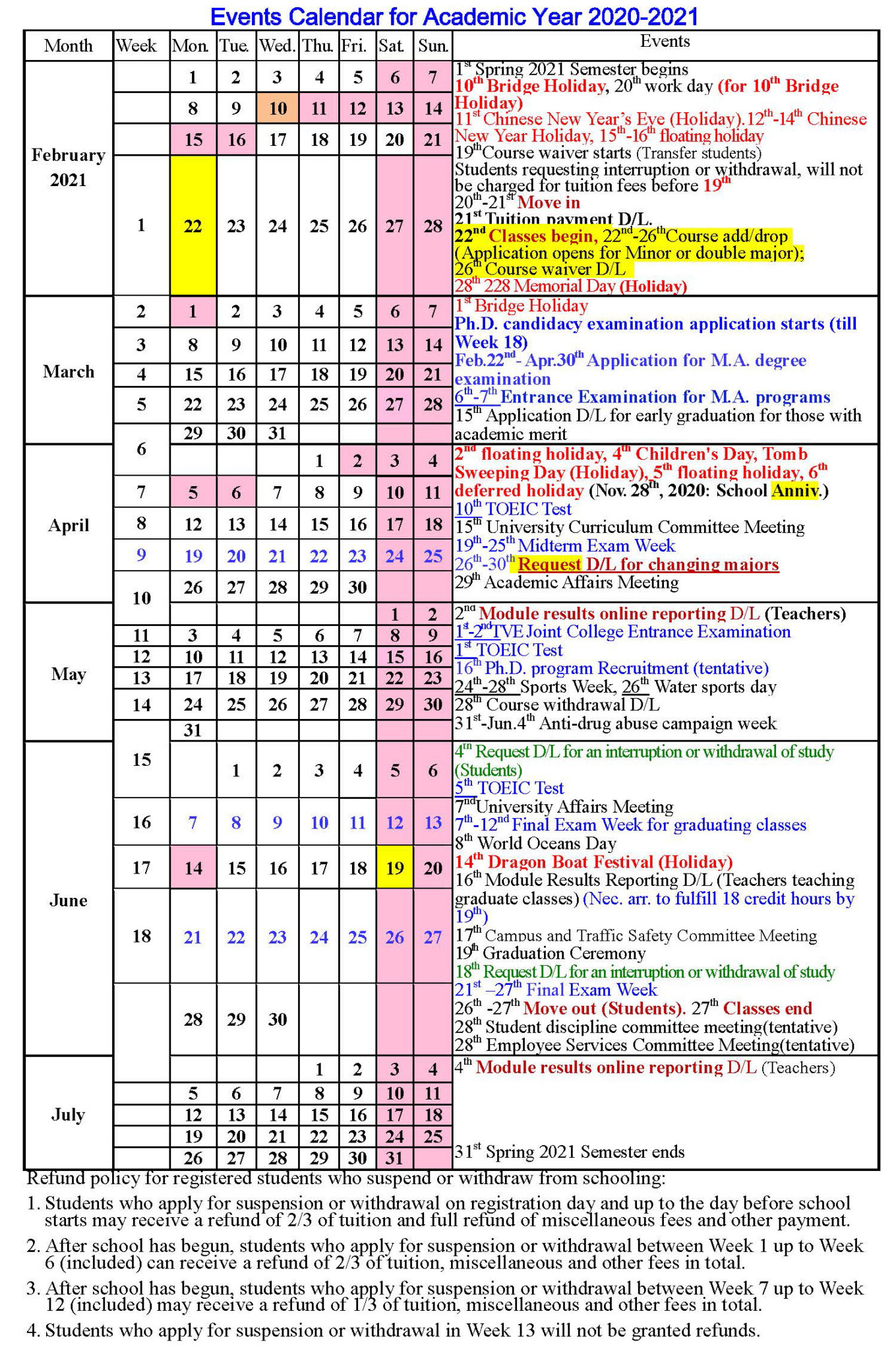 Academic Calendar For Undergraduate University Of Pennsylvania