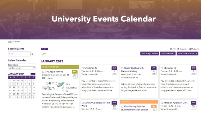 Up And Running The New University Events Calendar MSMU
