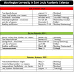 Washington University Academic Calendar 2021 2022 Heading