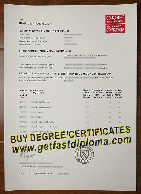 Where To Order The Cardiff University Official Transcript In The UK buy