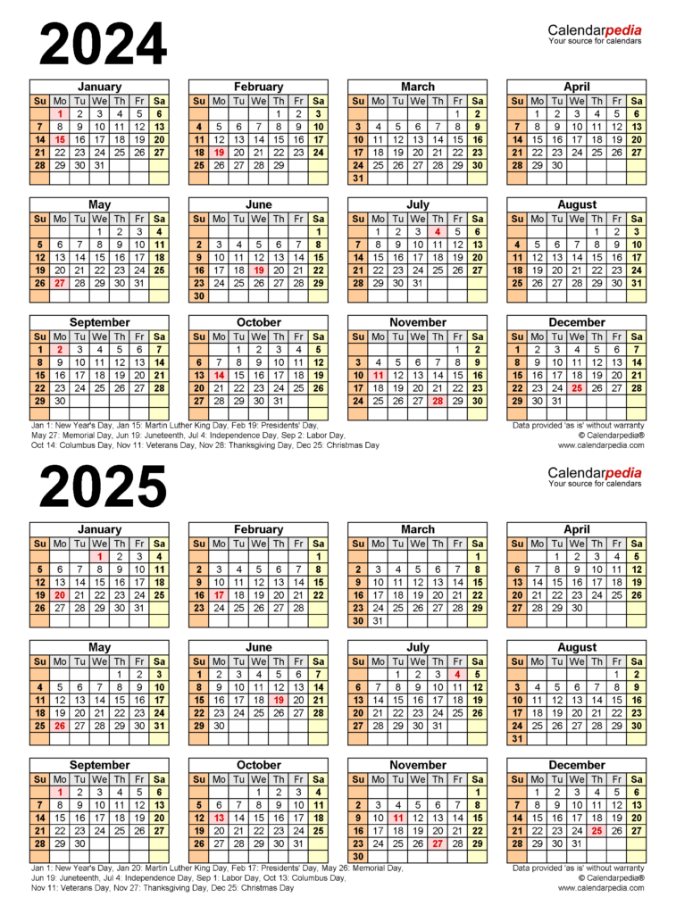 Zweijahreskalender 2024 Und 2025 Als Word Vorlagen Zum Ausdrucken Images Universitycalendars